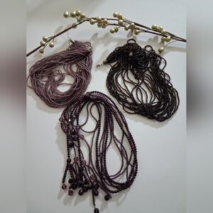 5 Seed Bead Necklaces - Shades Of Purple